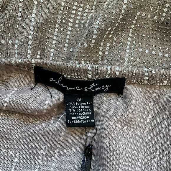 A Love Story Woman's Blouse Size M Taupe Sparkly Long Sleeve NWT - Picture 12 of 12